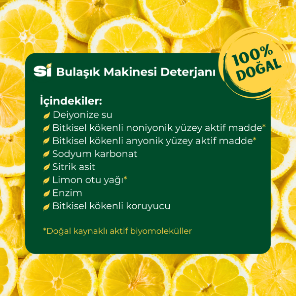 Doğal Bulaşık Makinesi Deterjanı Limon Otu Yağlı